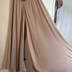 Flowy Tan Maxi wide leg pants